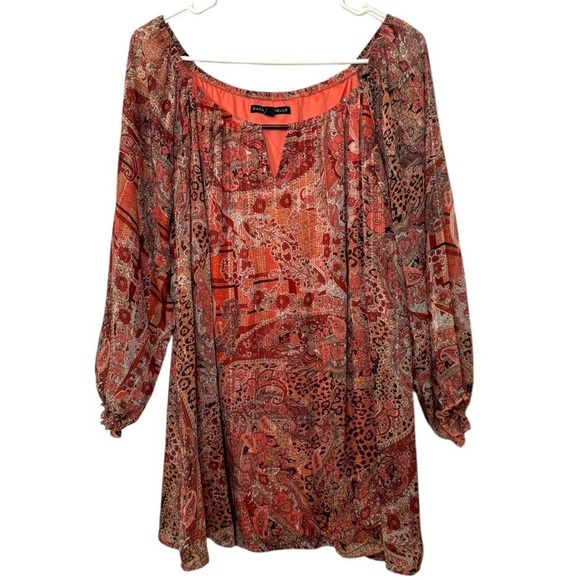 Sara Michelle Boho artsy paisley animal print leopard blouse women’s 2X - Picture 1 of 13